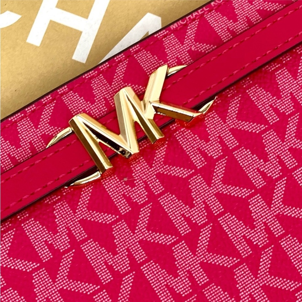 Michael Kors Reed Snap Bifold Wallet Electric Pink - Picture 8 of 11